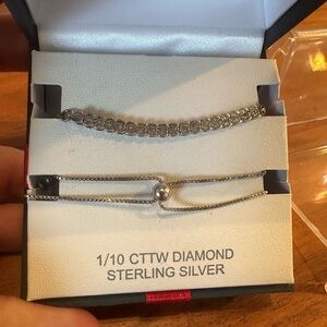 Sterling Silver 1/10 CTTW Diamond Bracelet with Bolo Closure